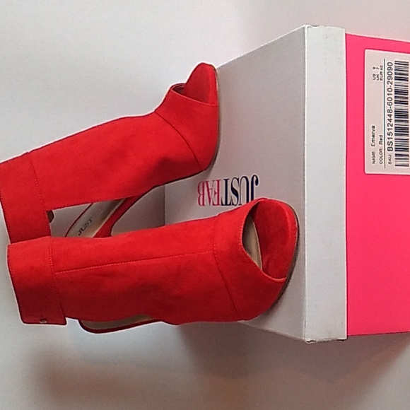 JUSTFAB Emerva Women's Red Peep-Toe, Ankle Strap Stiletto Heels- Size 9 NWT - Picture 8 of 9